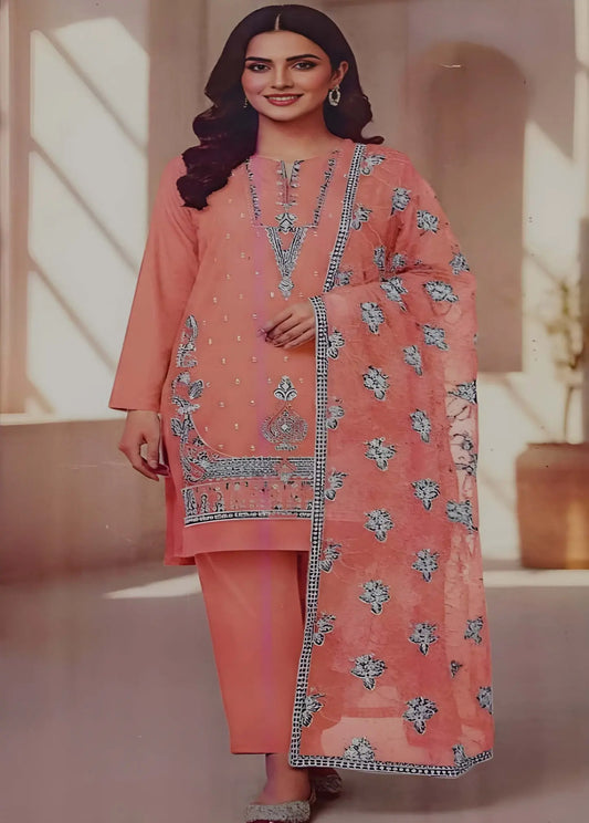 Elegant Embroidered Lawn 3-Piece Stitched Suit – Soft Pastel Collection Modishly Outlet