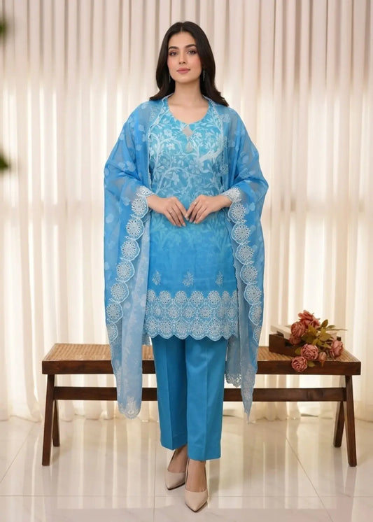 Premium Quality 3-Piece Elegant Embroidered Stitched Cotton Suit on 20% Discount Modishly USA