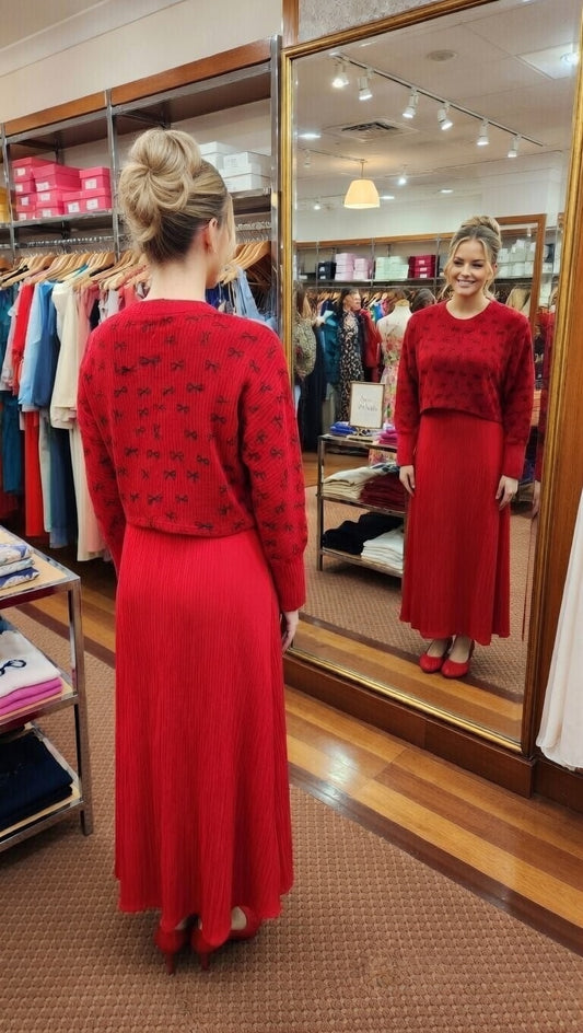 Modishly Elegant Red tong Maxi skirt Dress with beautiful hot matching top for Modest Women Modishly USA